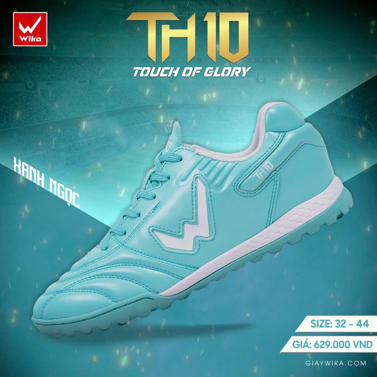 Giày bóng đá Wika TH10 Xanh Ngọc